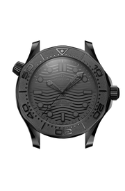 Lunetta girevole unidirezionale in ceramica nera con scala graduata smaltata e profilo laterale della cassa in ceramica da 43,5 mm.